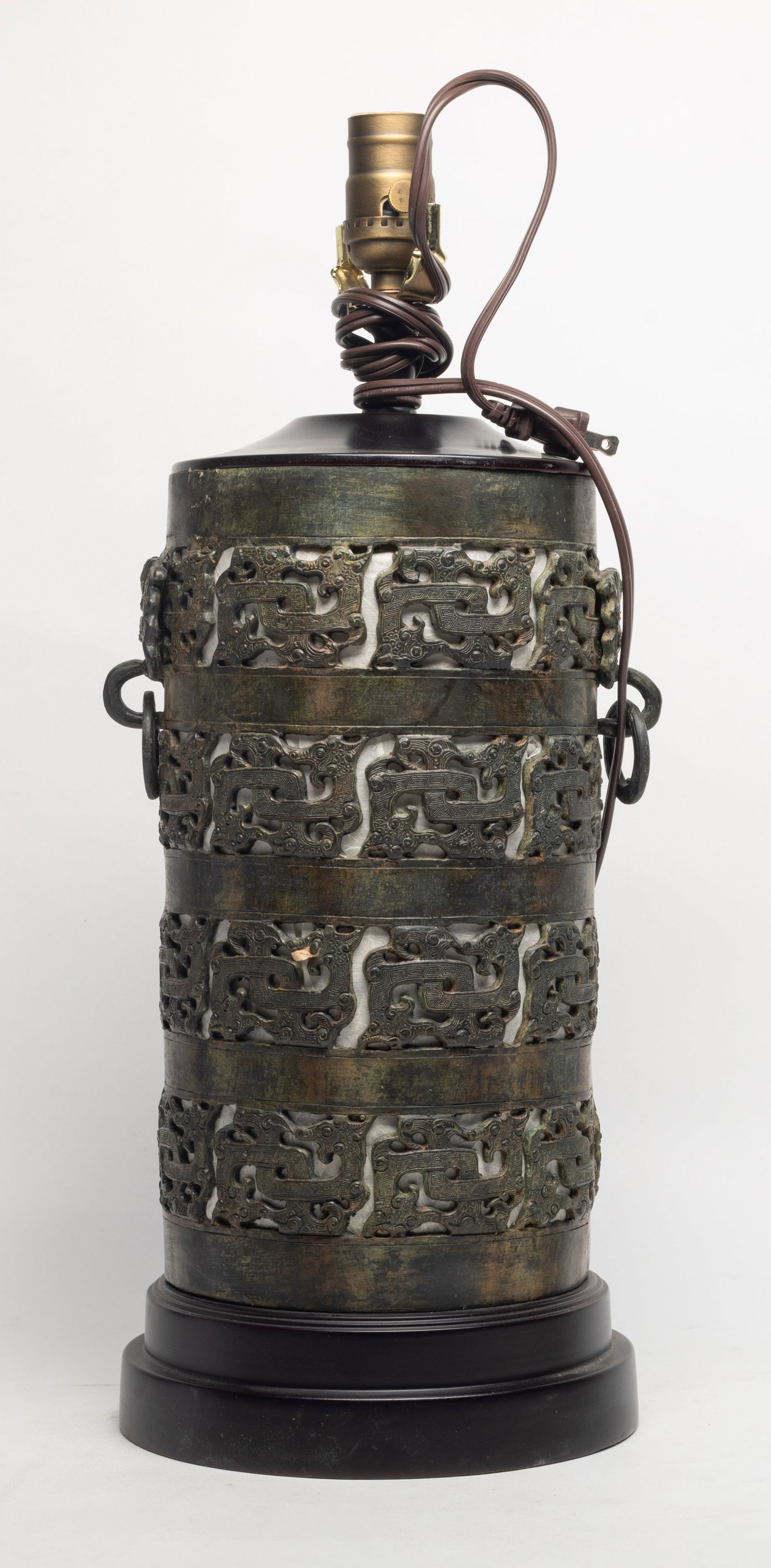 Tall Designed Chinese Bronze Vase Lamp (1 of 10)