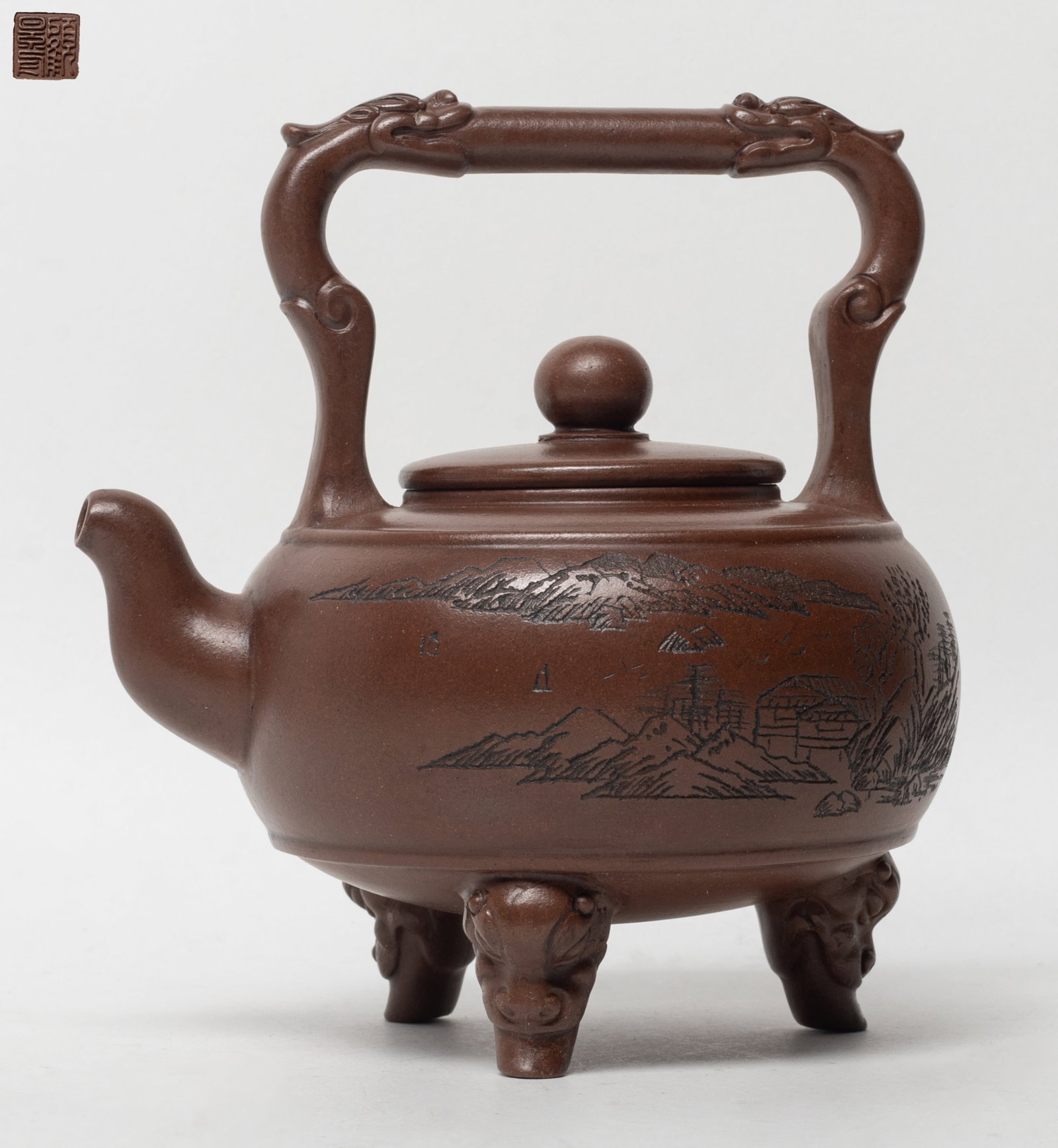 Tall Chinese Export Yixing Zisha Tea Pot: Chinese Yixing zisha tea pot, incised mark on the lid interior and the pot bottom. Approx. 5.6*5.2*4.3 inch.