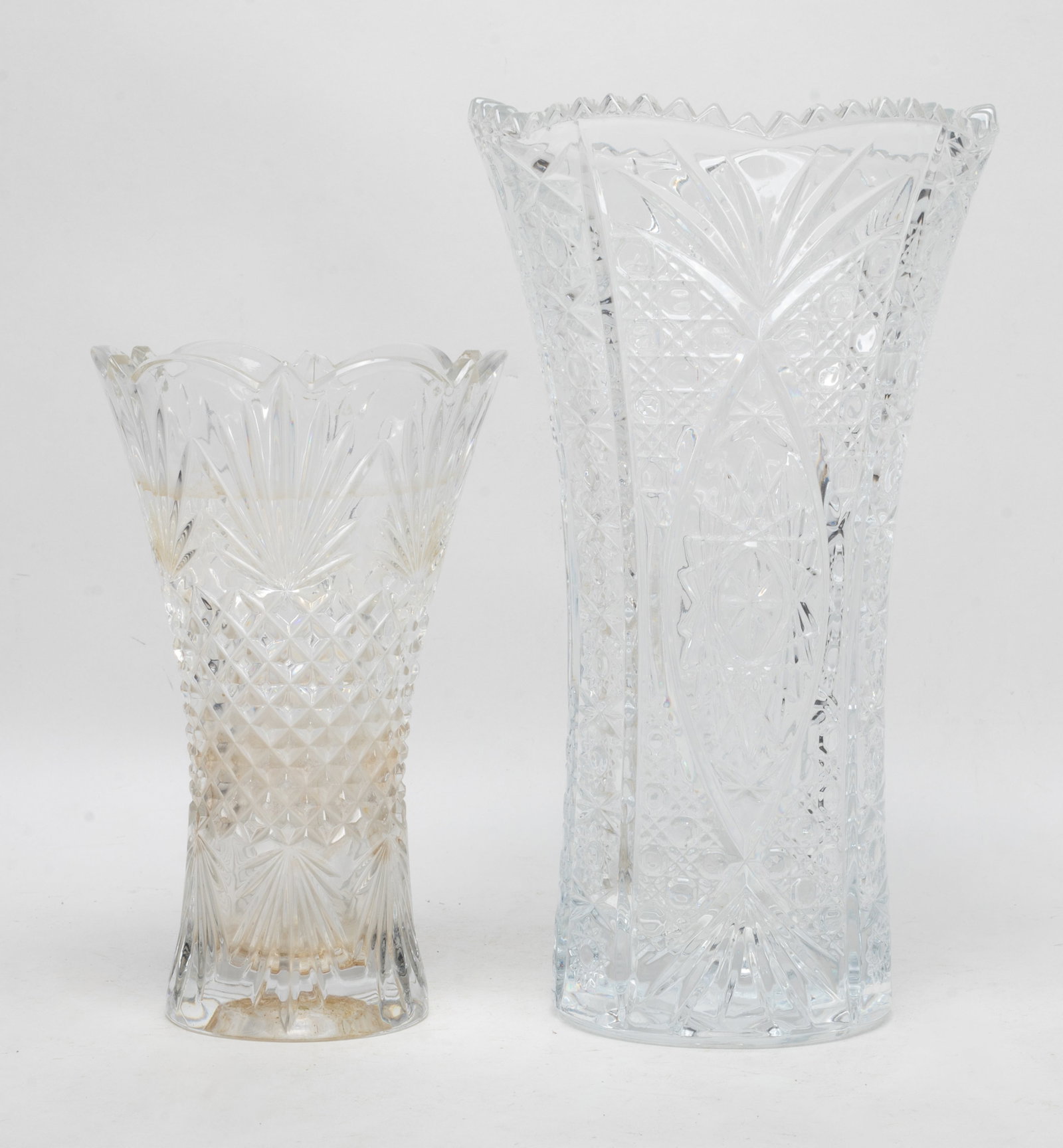 Two Vintage Tall Cut Crystal Glass Vases (1 of 12)