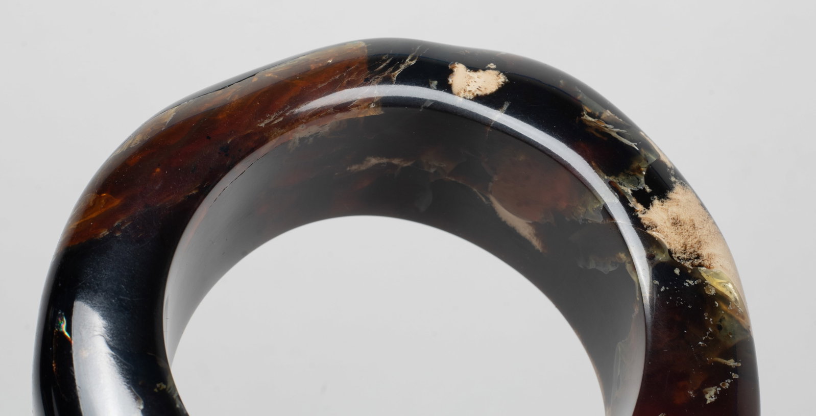 Two Asian Chunk Root Amber Bangle - 10