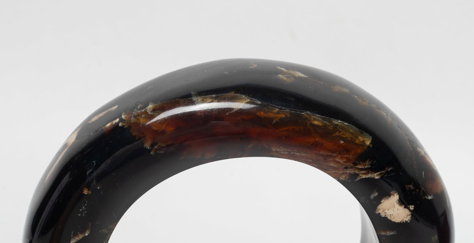 Two Asian Chunk Root Amber Bangle - 12