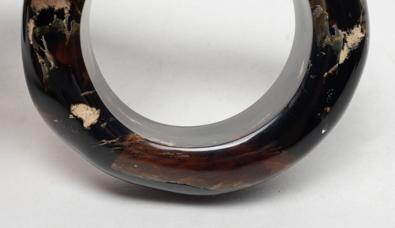 Two Asian Chunk Root Amber Bangle - 7