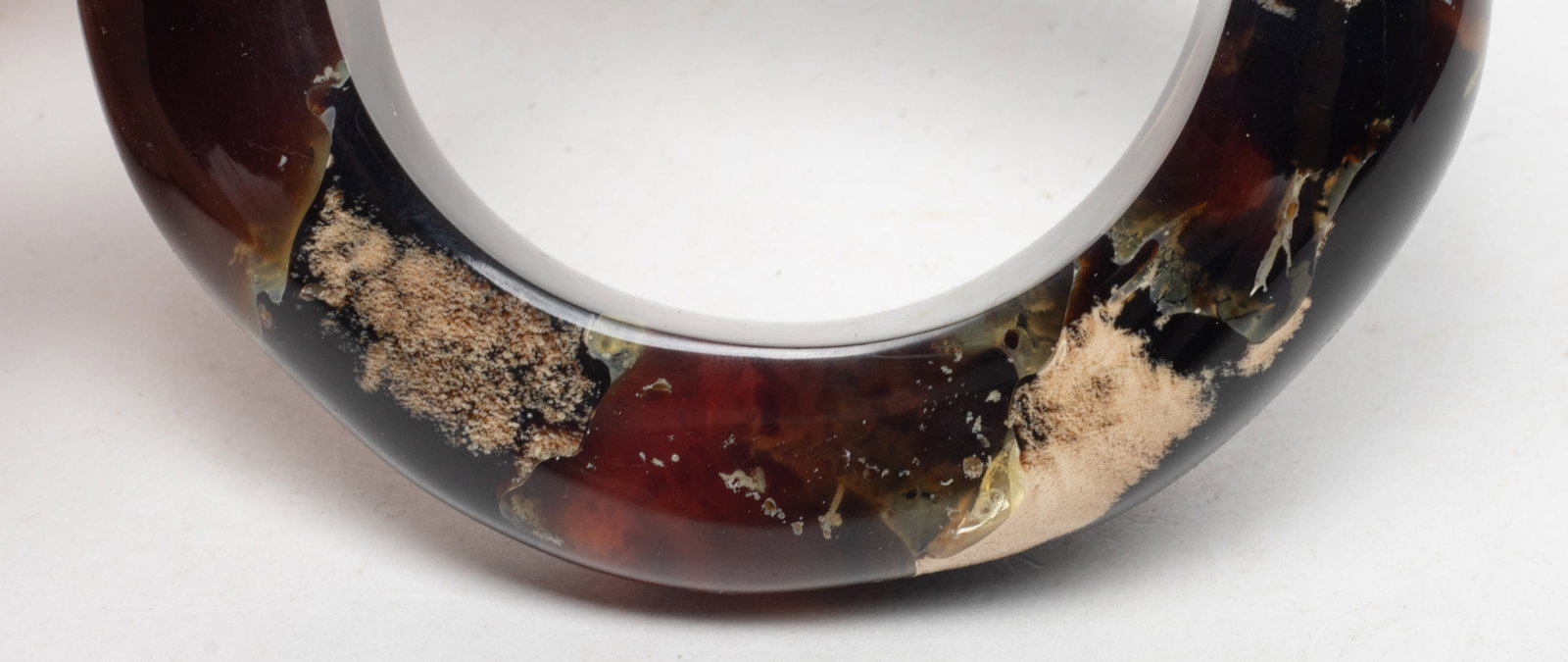 Two Asian Chunk Root Amber Bangle - 8