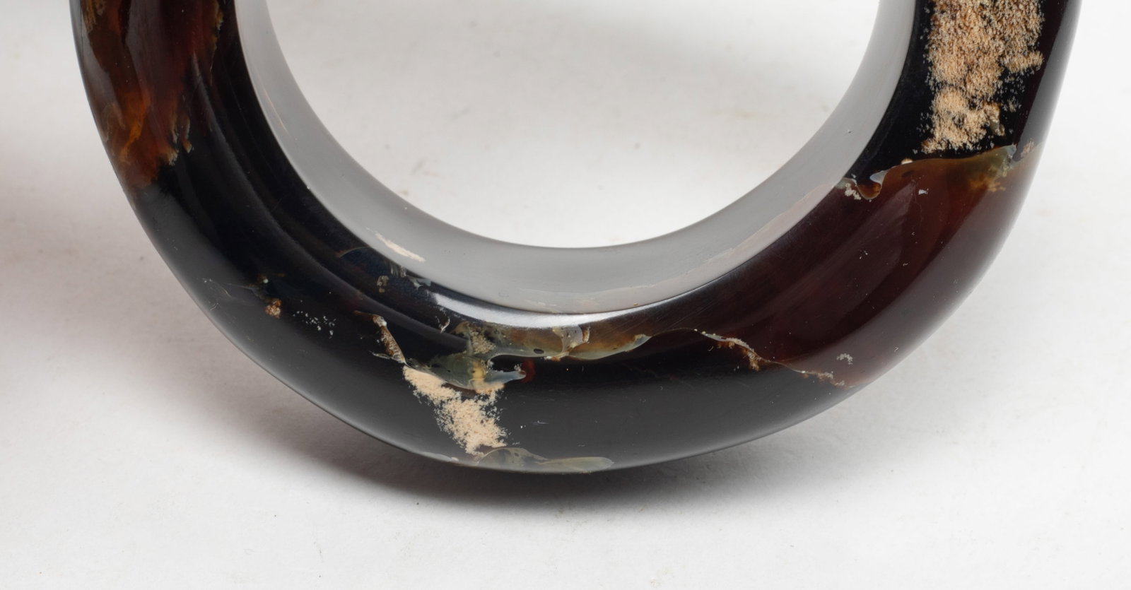 Two Asian Chunk Root Amber Bangle - 9