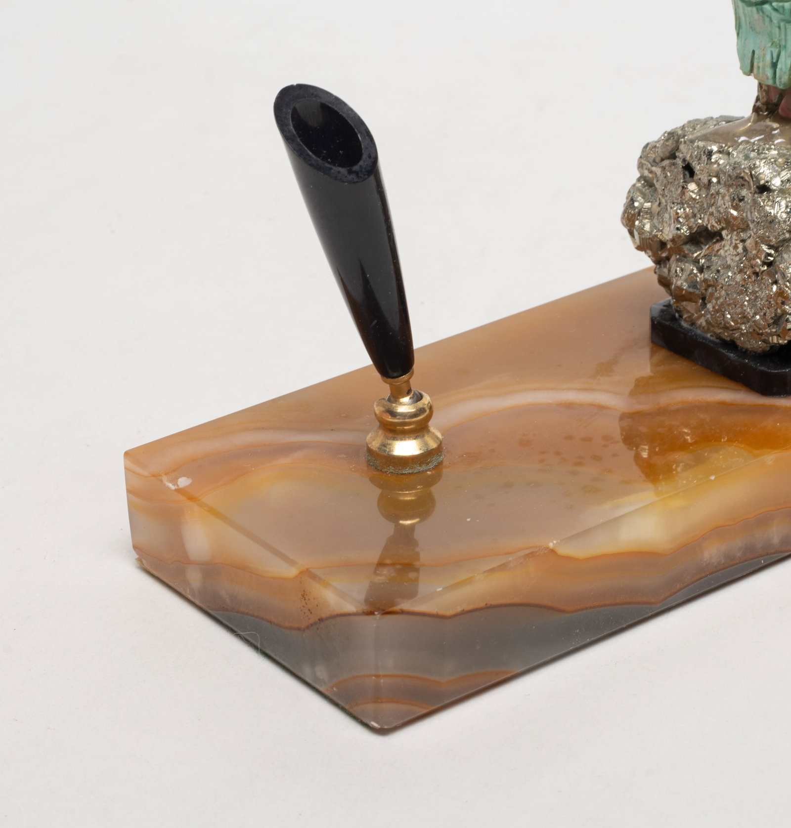 Vintage Gemstone, Marble Base Pen Holder - 10