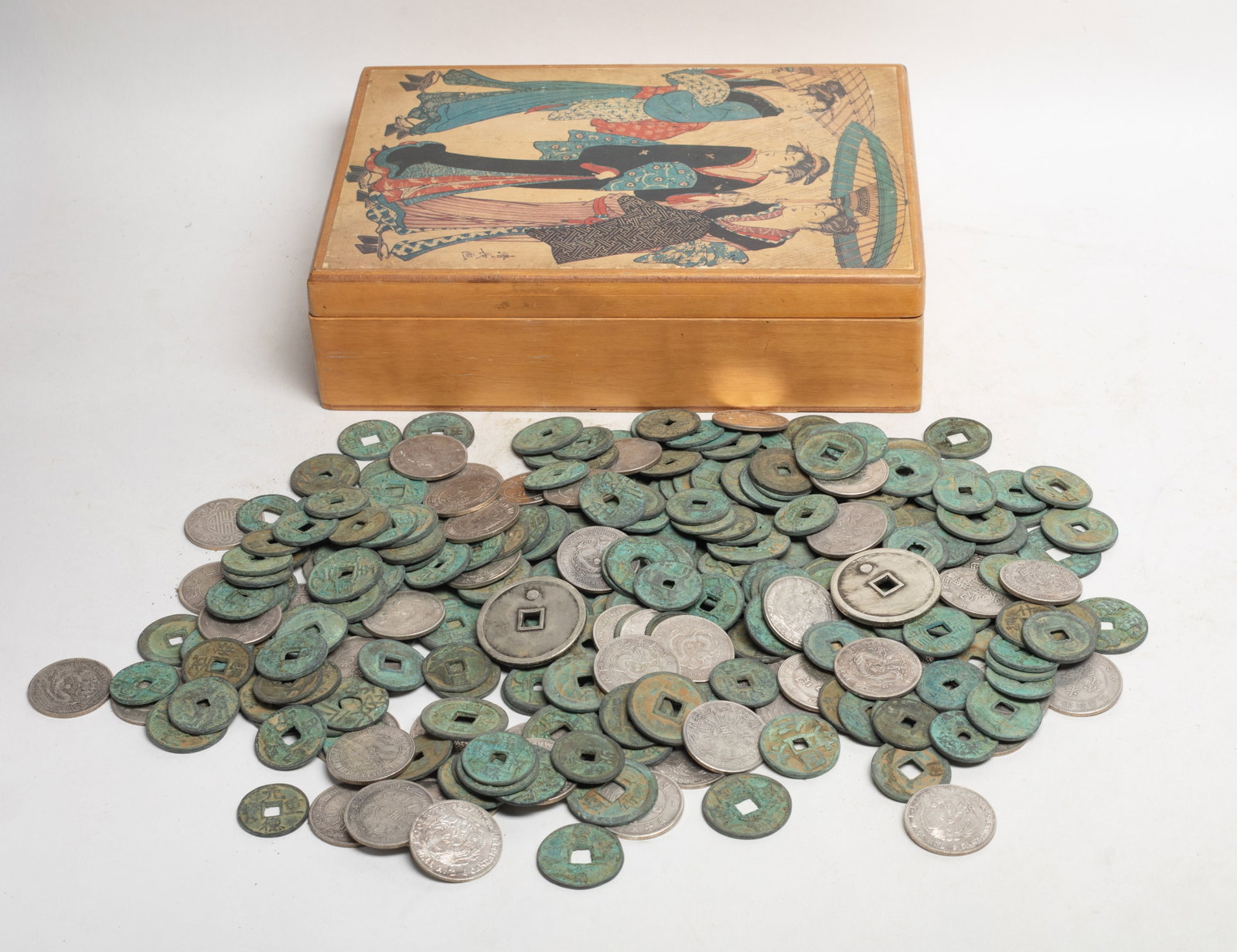 Estate Large Set Chinese Fengshui Coins: Large set of Chinese Fengshui coins. Size varies.