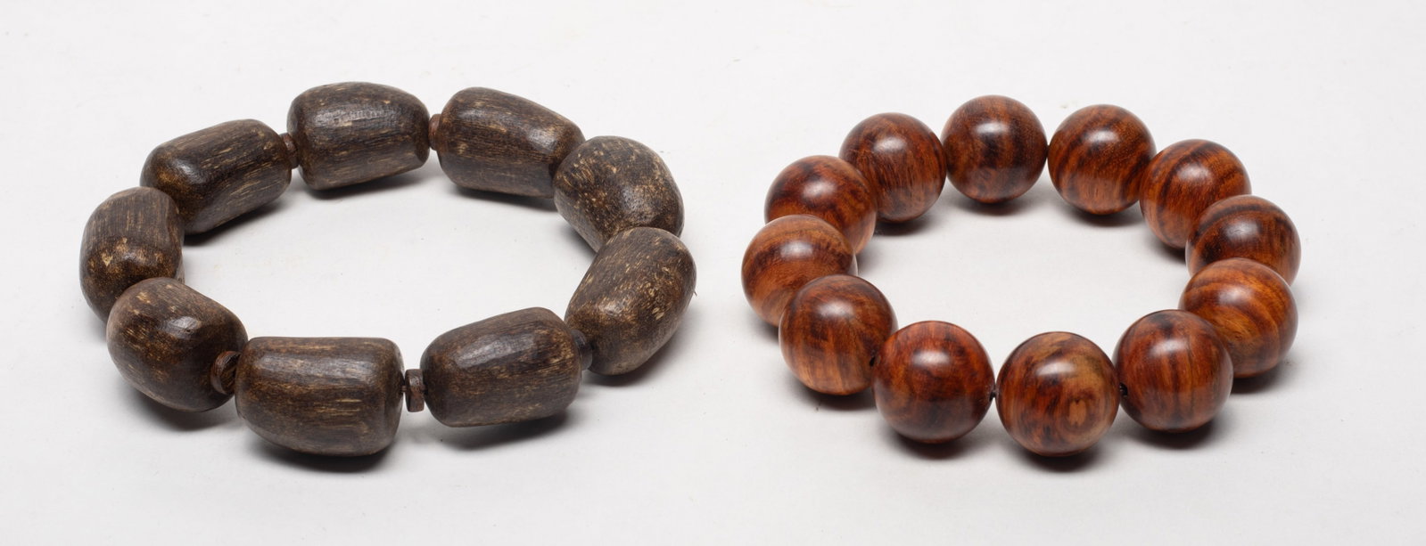 Vintage Chinese Wood Prayer Beads: Two strings of Chinese wood prayer beads. Size varies.