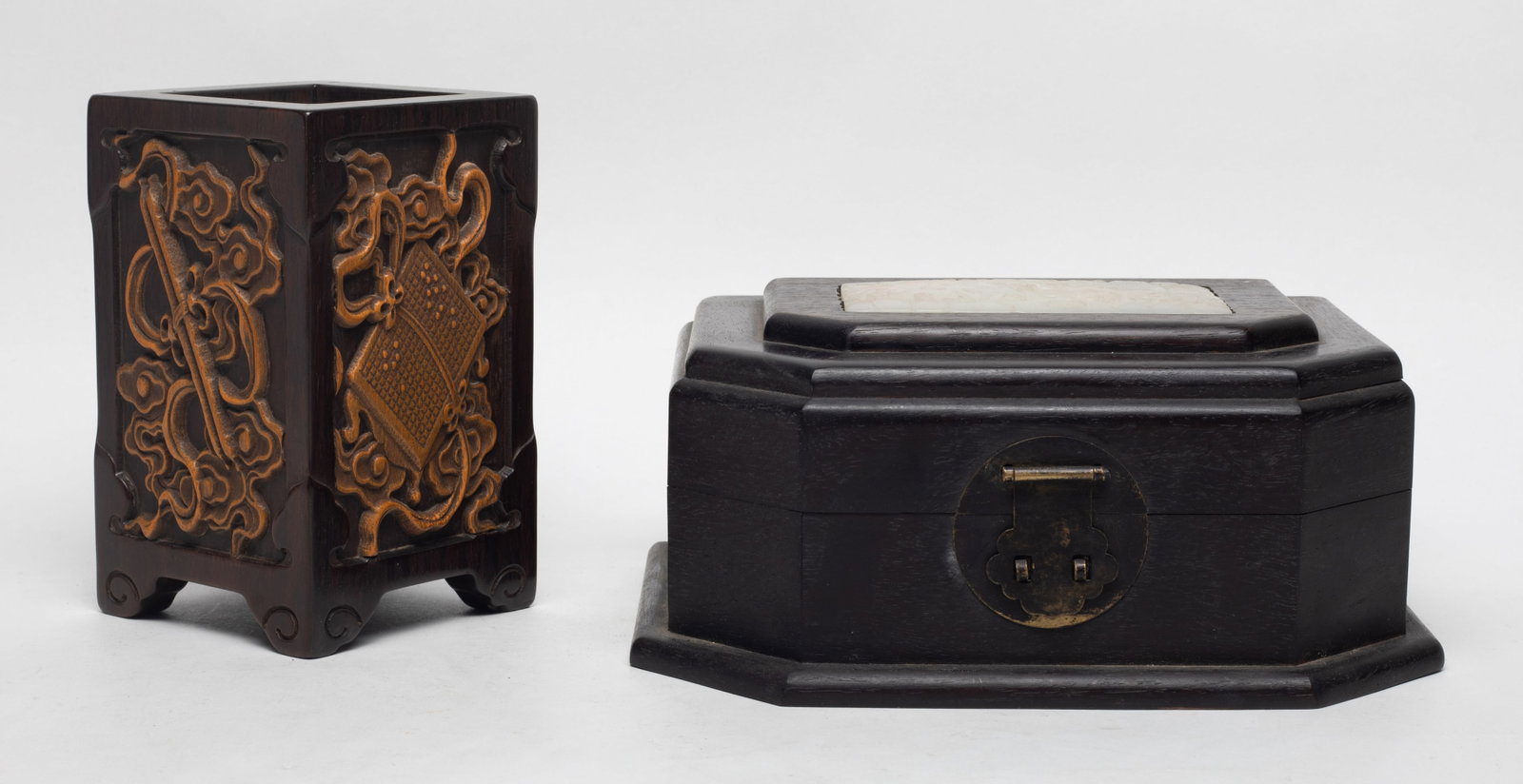 Estate Chinese Wood Box, Brush Pot (1 of 13)