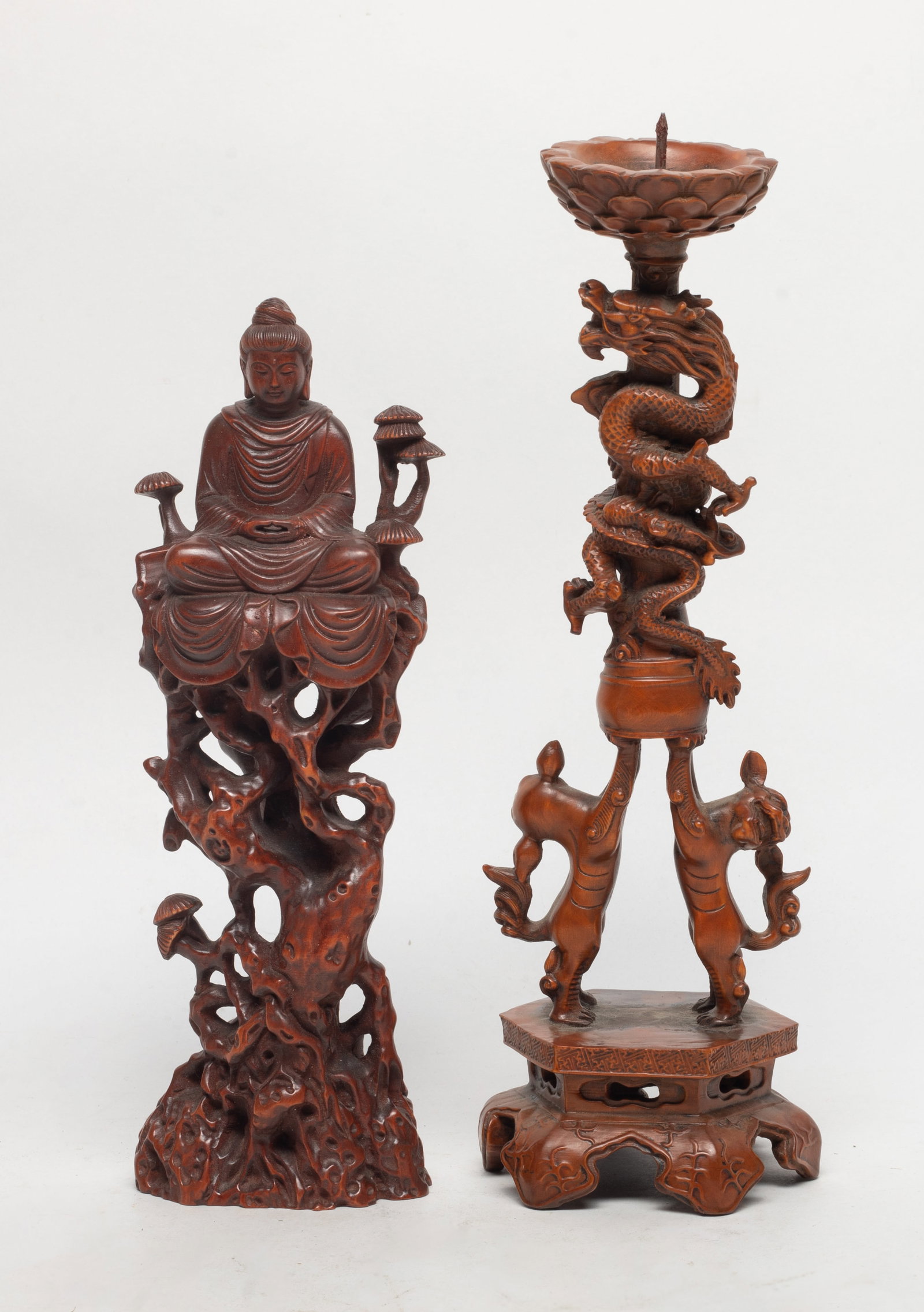 Estate Two Chinese Wood Sculptures (1 of 13)