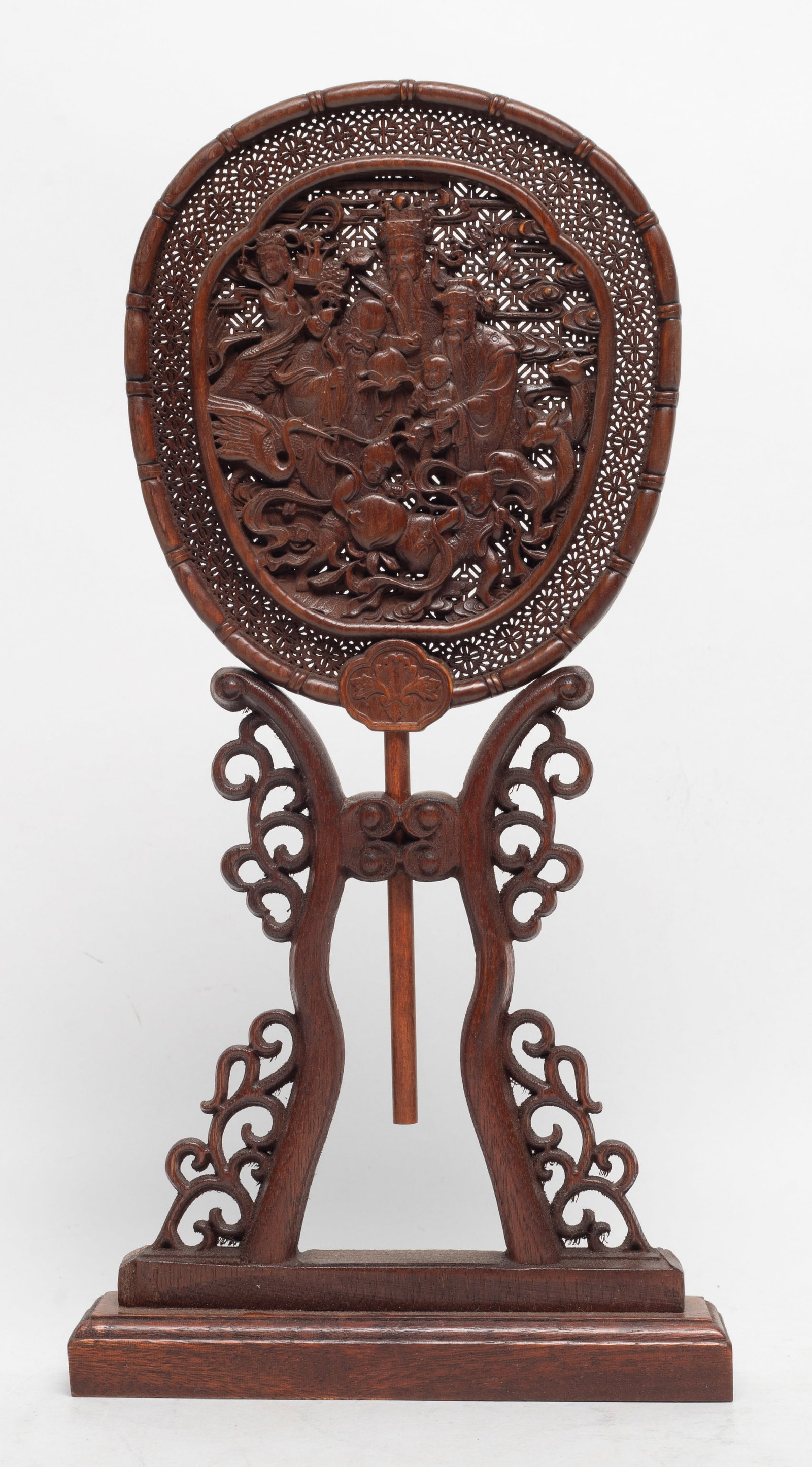 Estate Chinese Wood Fan Sculpture (1 of 11)