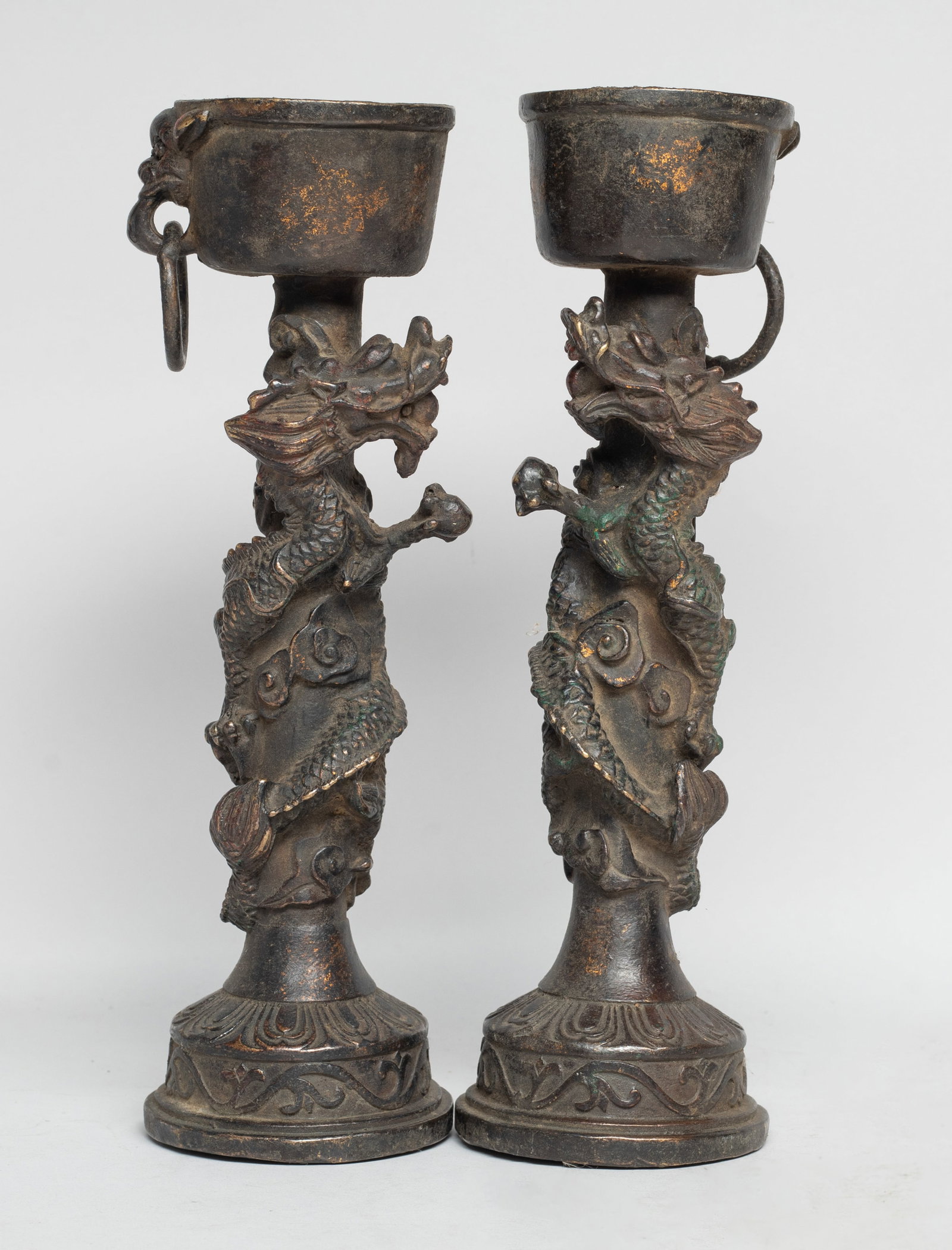 Two Chinese Painted Bronze Dragon Sticks (1 of 12)