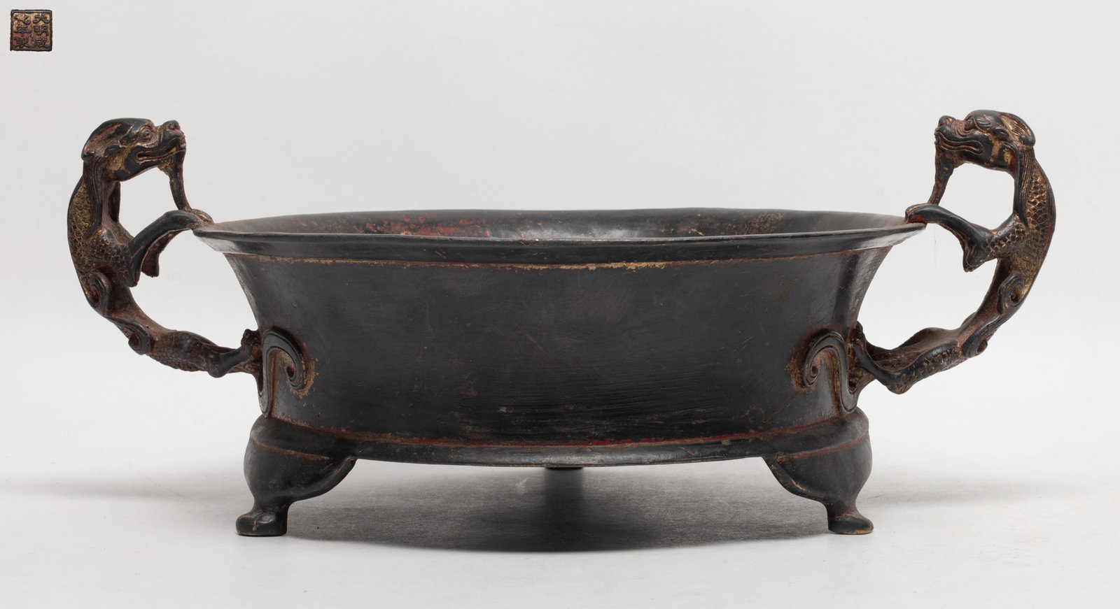 Large Chinese Painted Bronze Censer/ Plate (1 of 12)