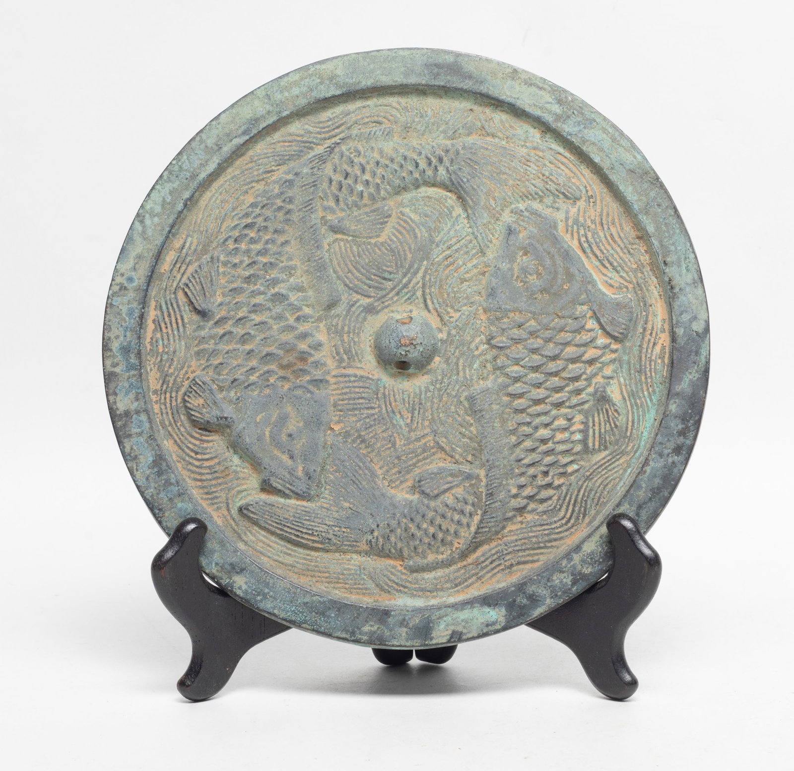 Large Chinese Bronze Mirror w/ Stand (1 of 8)