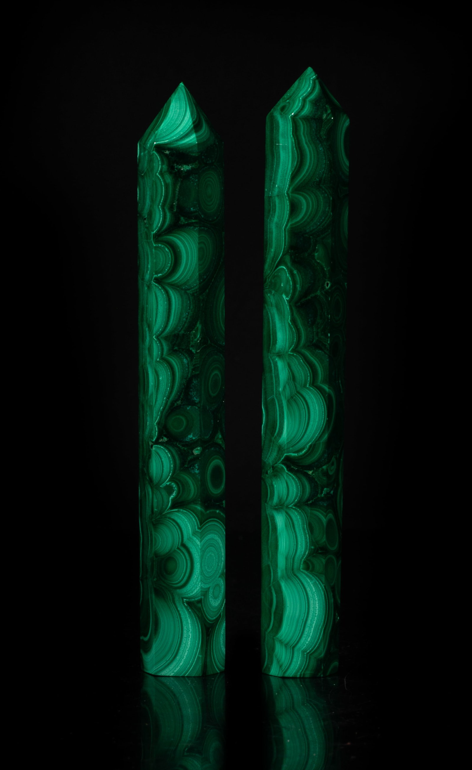 Two Vintage Malachite Points