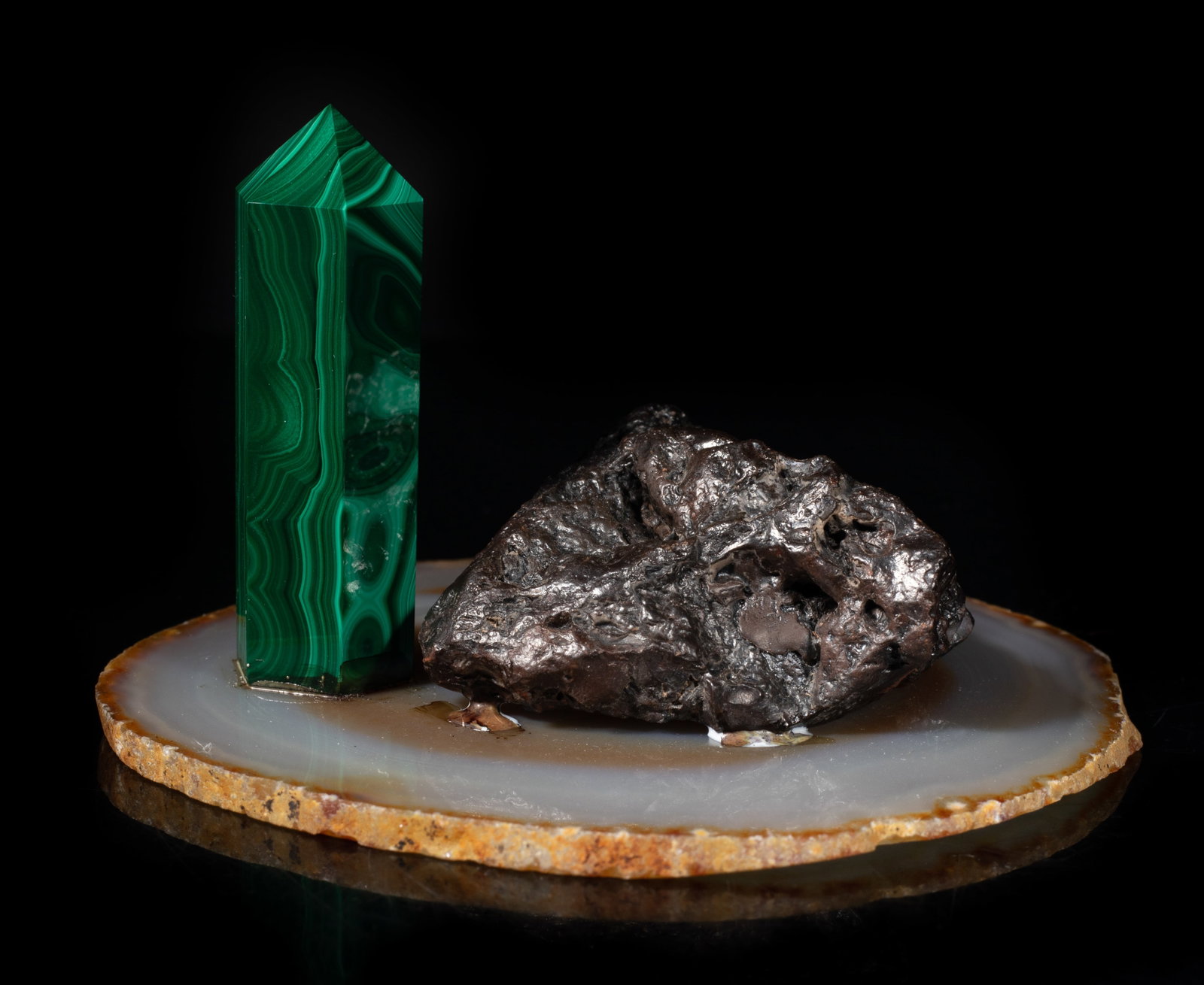 Vintage Designed Meteorite, Malachite Sculpture (1 of 9)