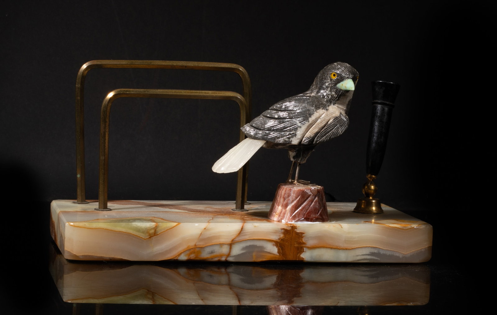 Vintage Marble, Gemstone Bird Pen Holder (1 of 12)