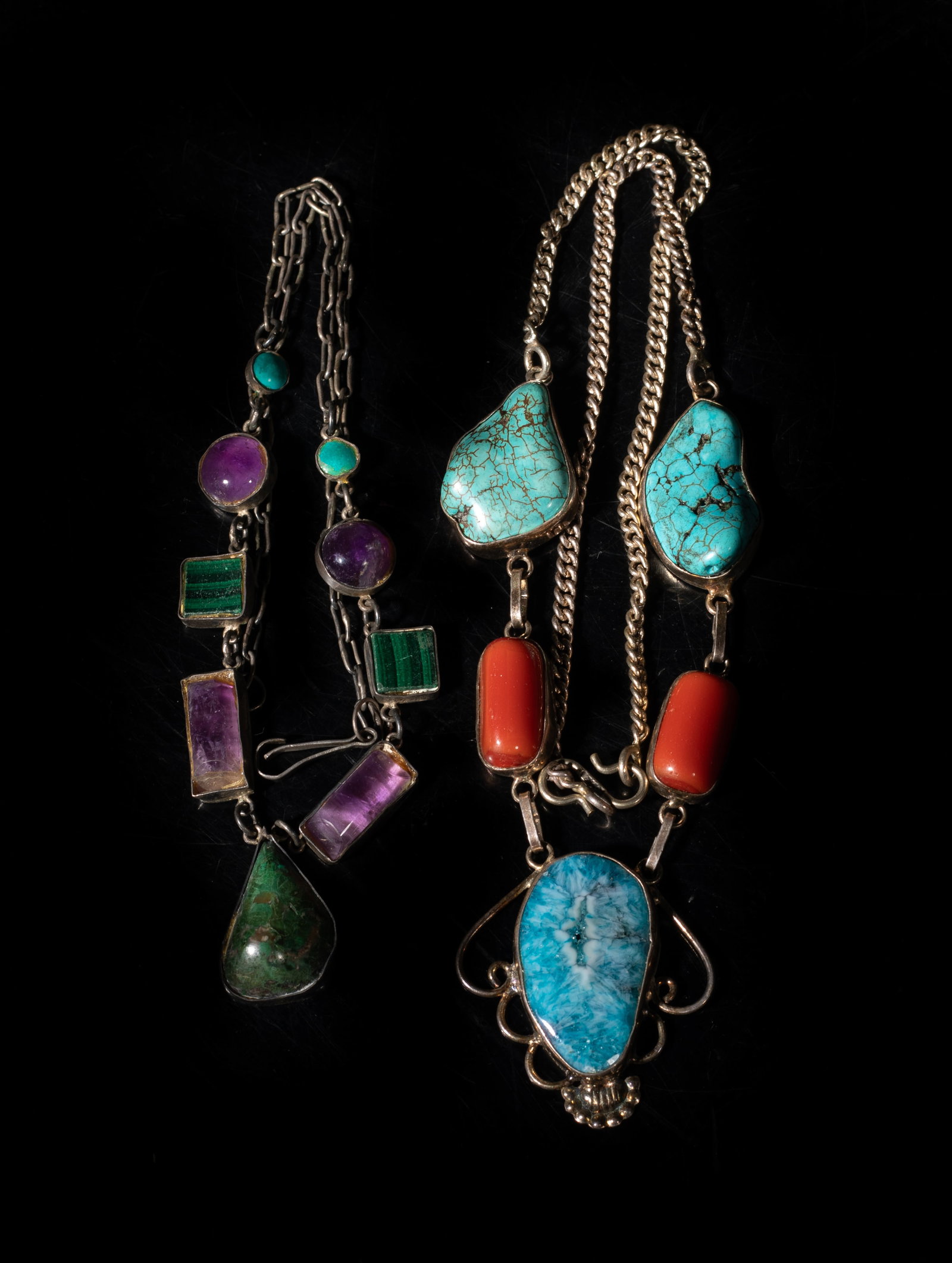 Vintage Native American Type Silver Necklaces (1 of 10)