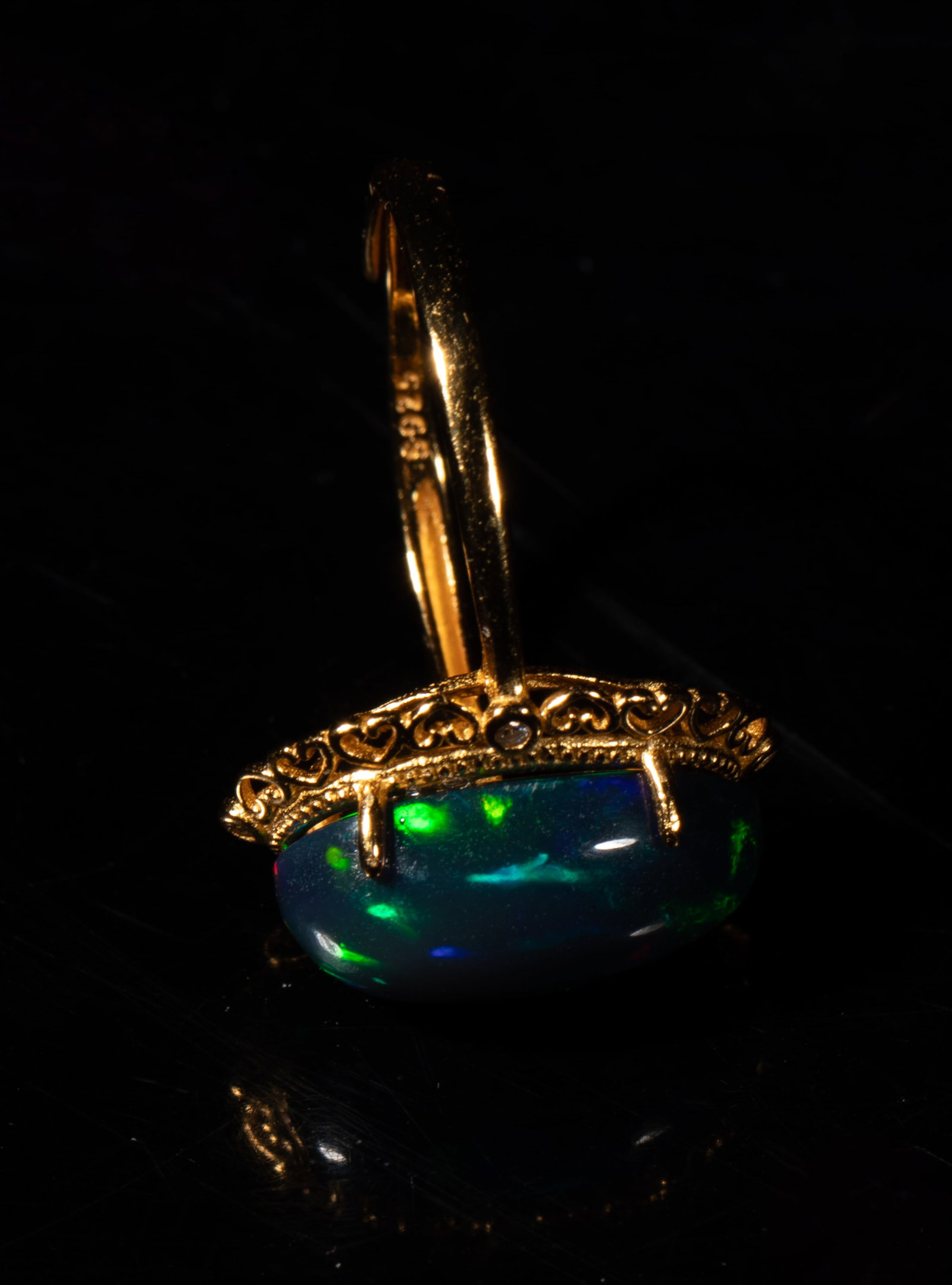Rare Fire Opal Stone Ring - 4