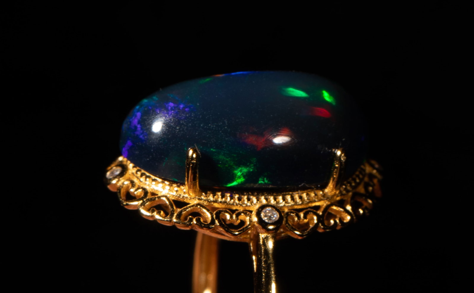 Rare Fire Opal Stone Ring - 7