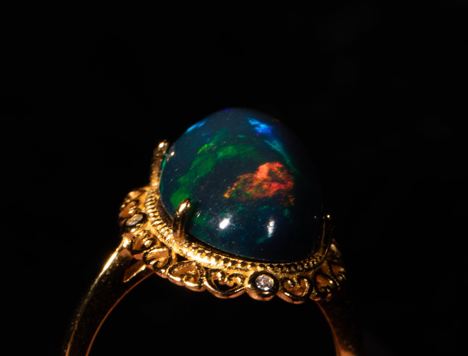 Rare Fire Opal Stone Ring - 8