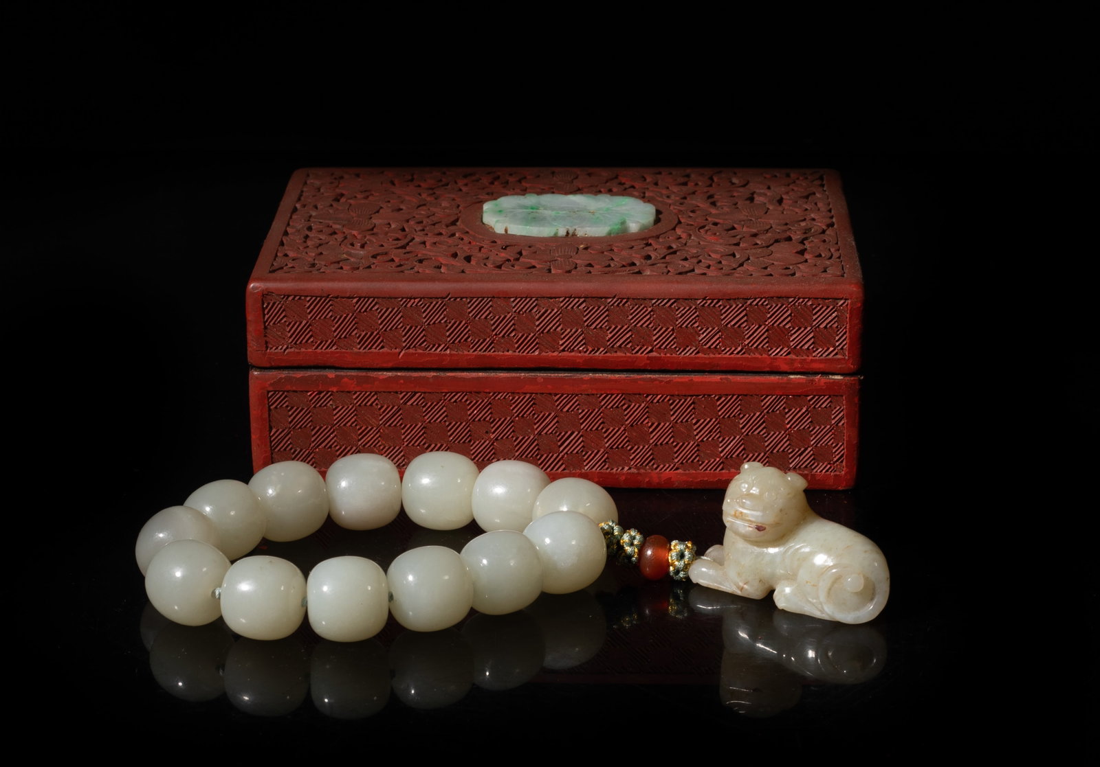 Estate Chinese Large Bead White Jade Prayer Beads (1 of 11)