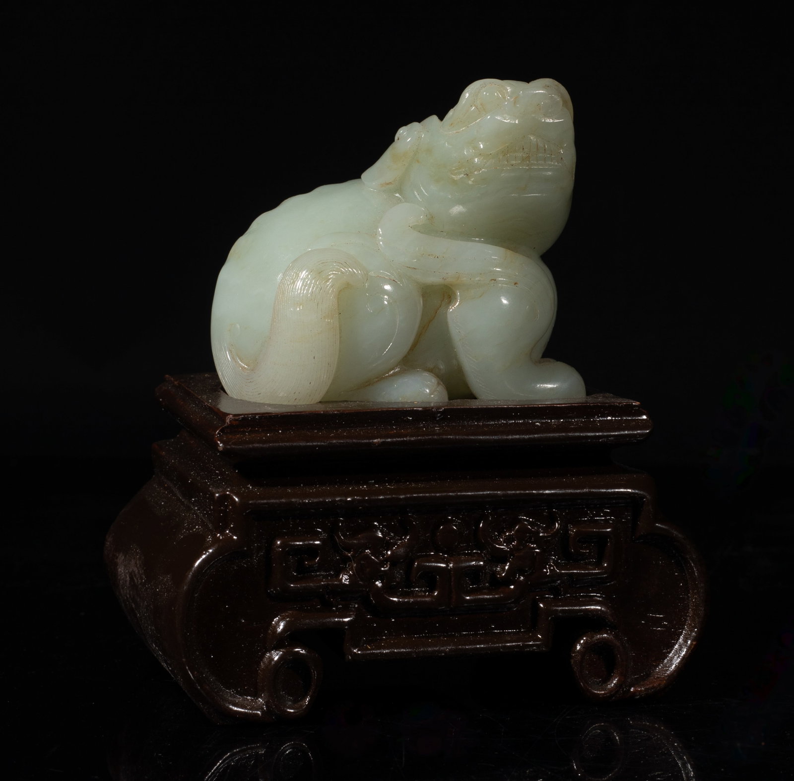 Chinese White Jade Beast Sculpture w/ Base (1 of 12)
