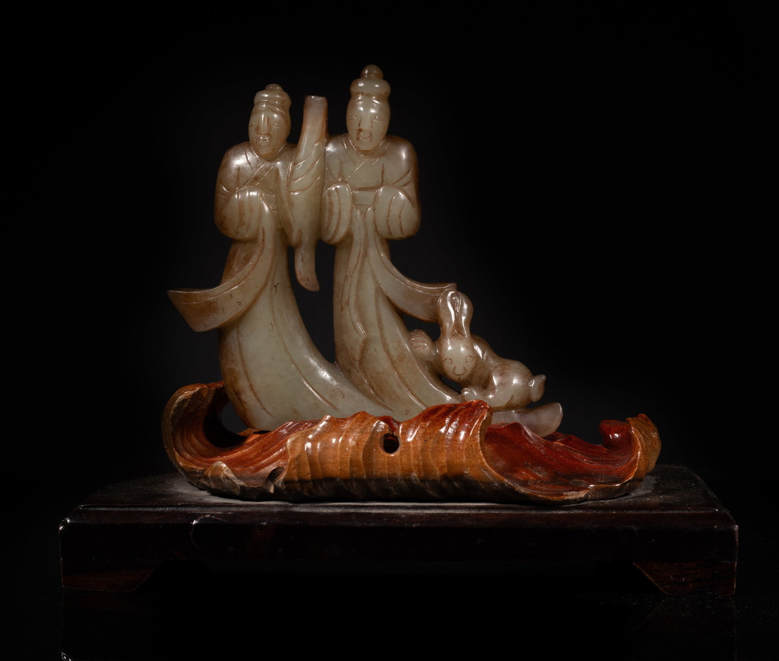 Chinese Jade Carved Figure on Wood Base (1 of 11)