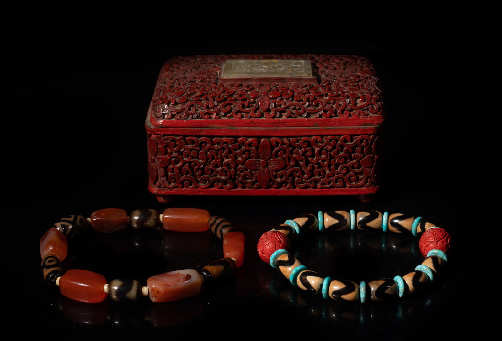 Chinese Dzi Beads, Agate Prayer Beads w/ Box (1 of 9)