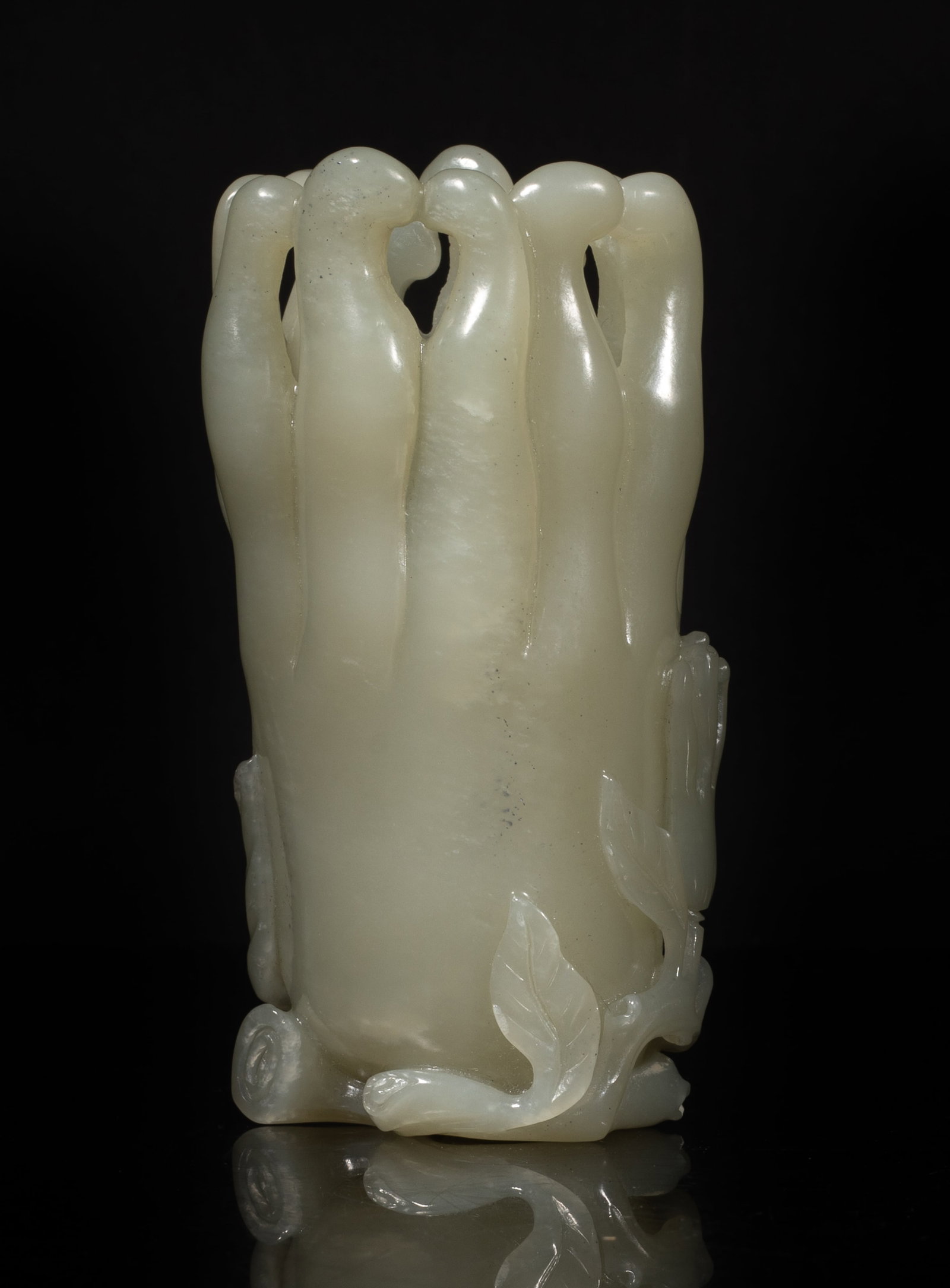 Chinese Cream White Jade Buddha Hand Form Vase (1 of 10)