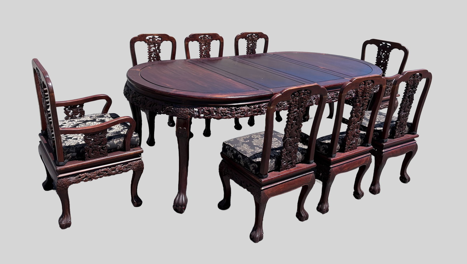 Chinese Rosewood Dining Table Set (1 of 18)
