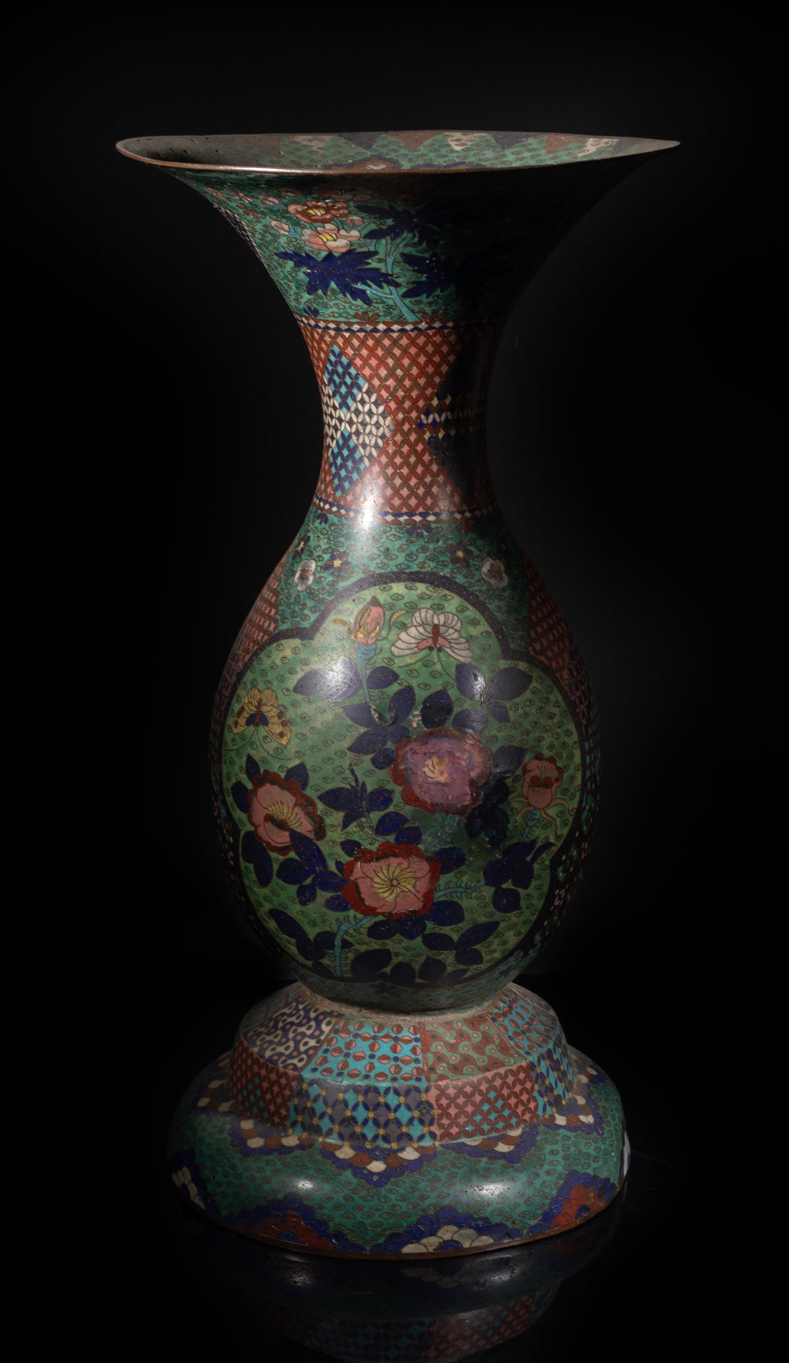 Tall Antique Japanese Edo Cloisonne Vase (1 of 10)