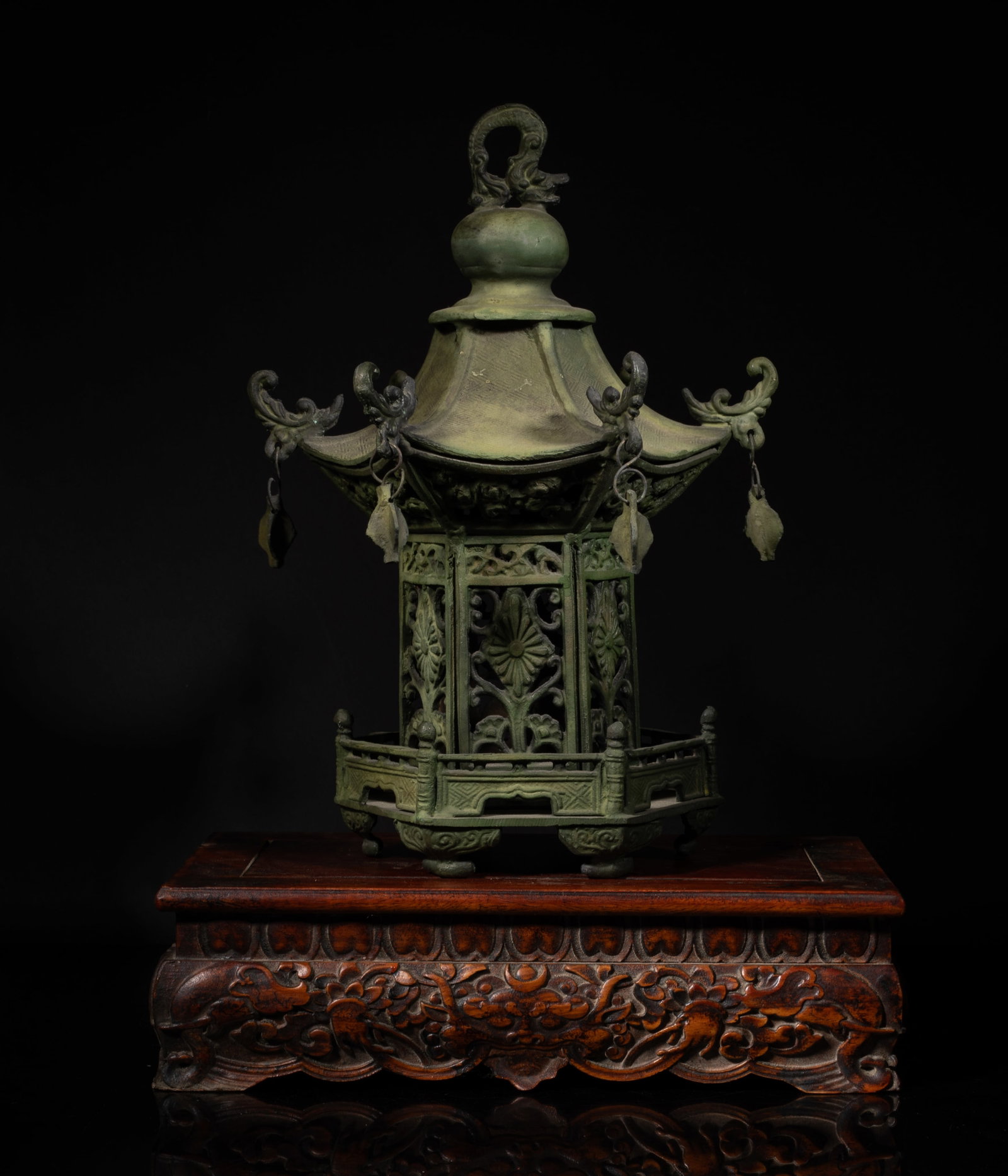 Rare Asian Bronze Sculpture on Wood Base (1 of 11)