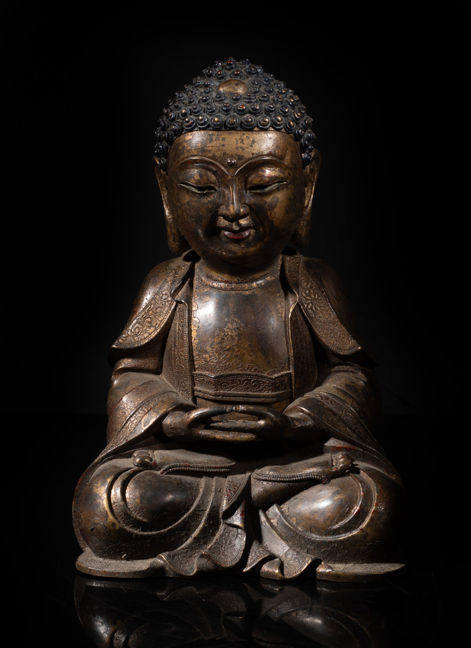 Estate Chinese Gilt Bronze Buddha of Shakyamuni (1 of 10)