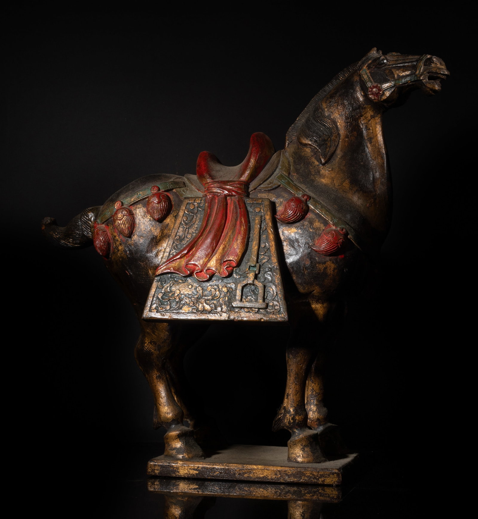 Large Asian Painted Wood Sculpture Horse (1 of 16)
