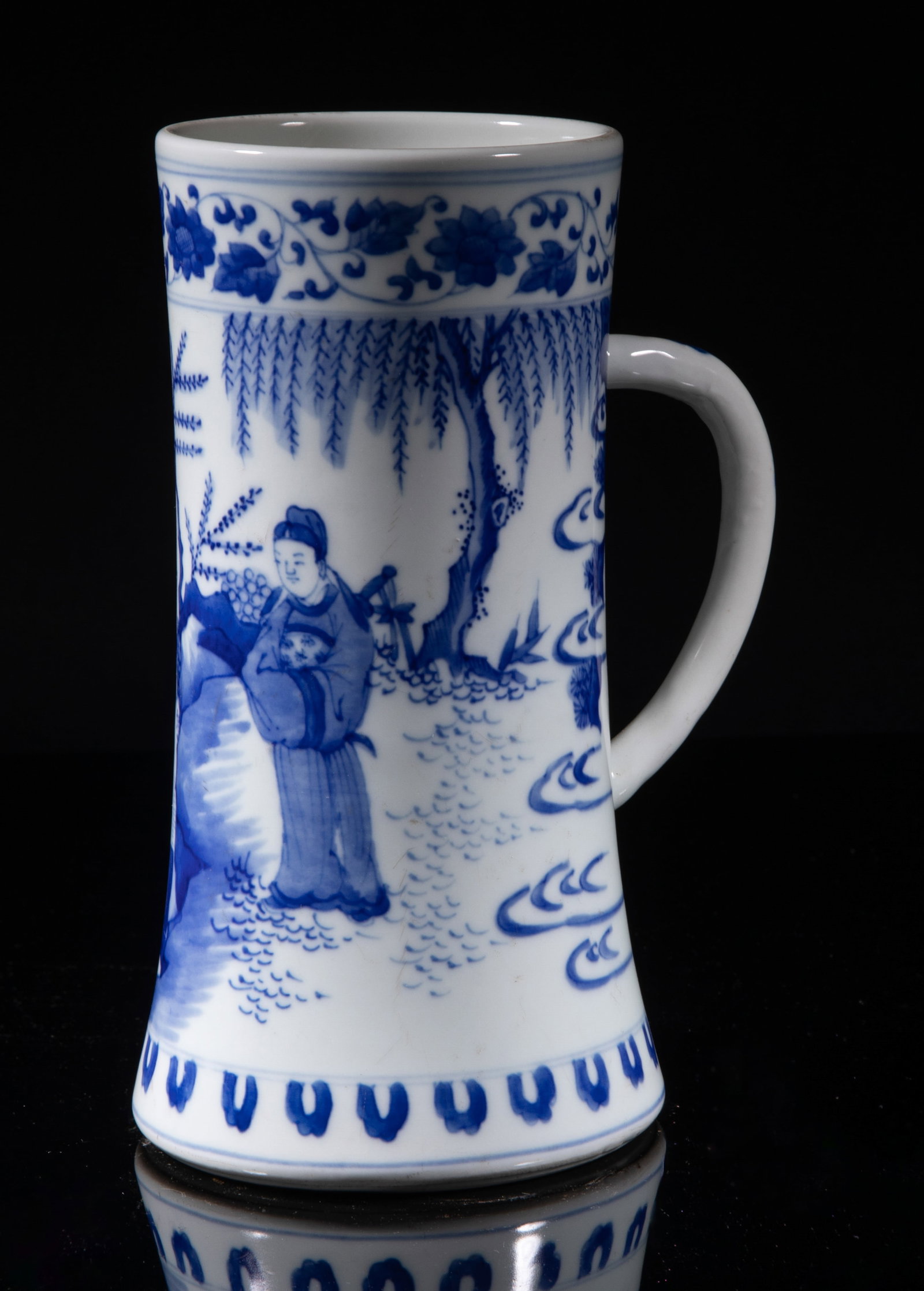 Chinese Export Blue & White Porcelain Tall Pitcher (1 of 10)