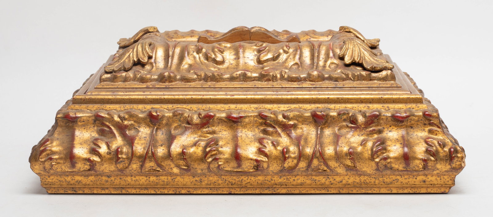 Antique 18-19th Gilt Wood Book Box Case: Antique gilt wood book box / case. Approx. 15.5*10.3*5.5 inch.
