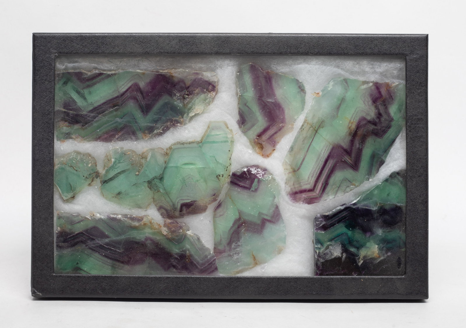 Set Collectible Crystal/ Gemstone Slabs: Group of crystal / gemstone slab sculptures, with case. Size varies.