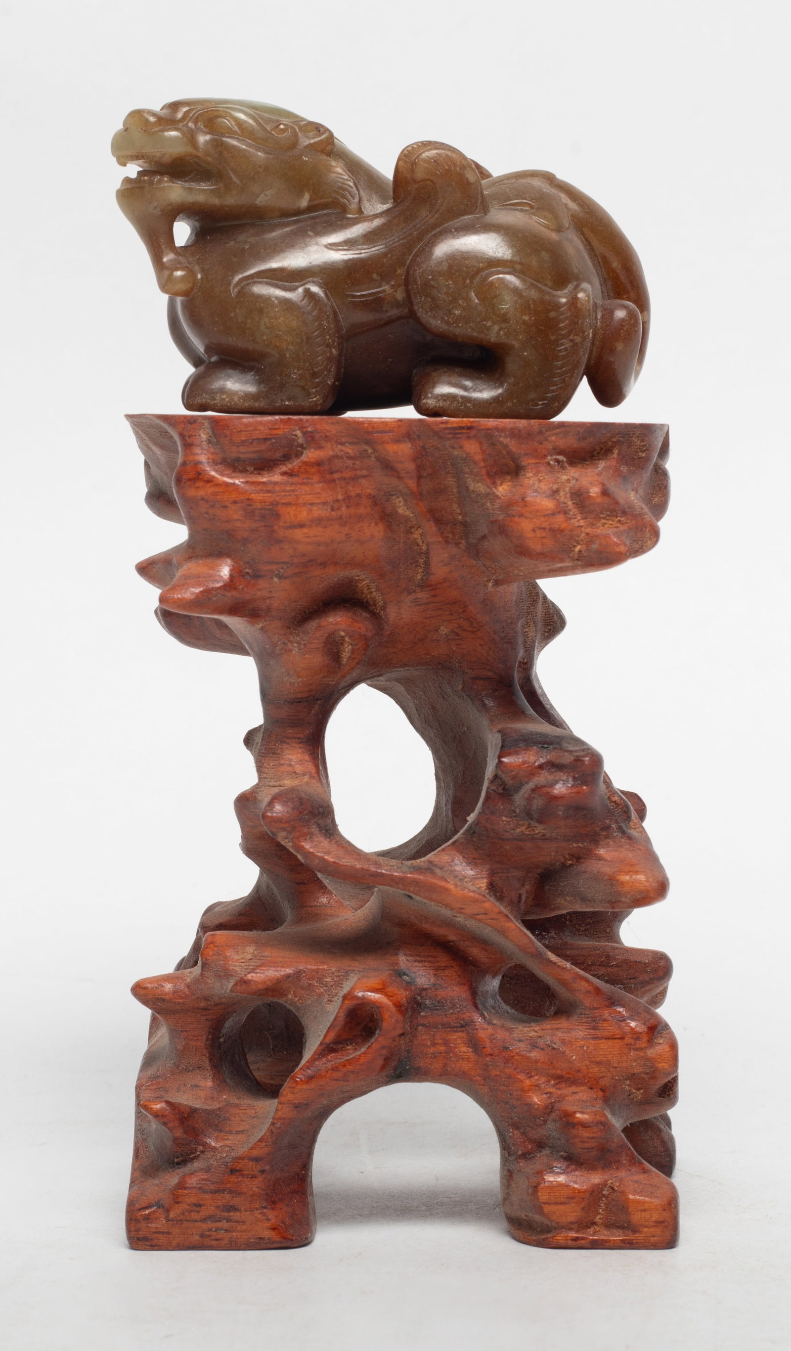 Chinese Russet Jade Beast w/ Wood Base (1 of 8)