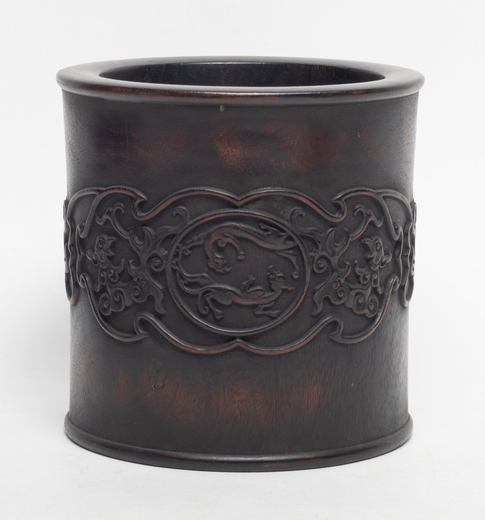 Estate Vtg. Chinese Wood Carved Brush Pot (1 of 10)