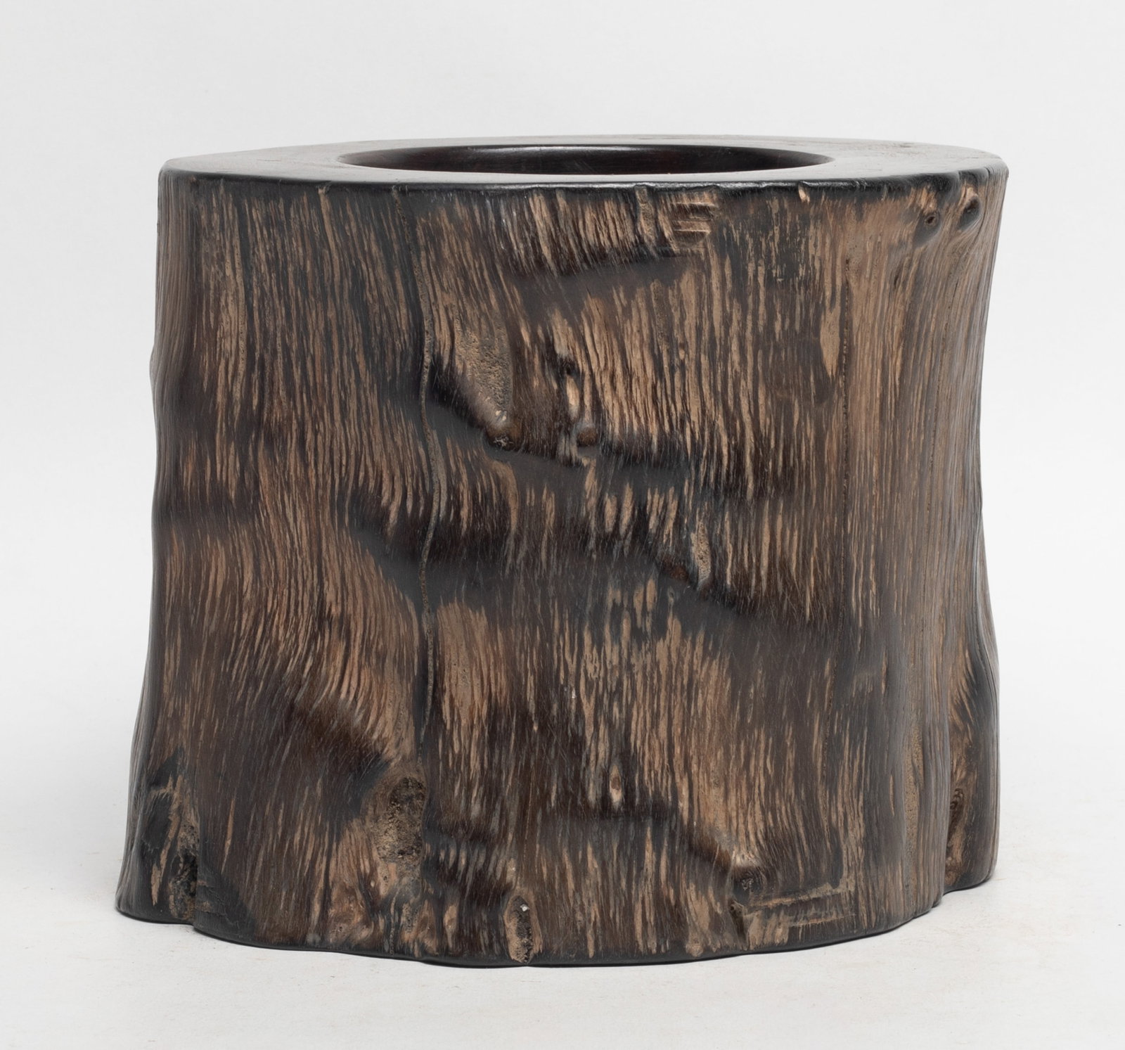 Heavy Vtg. Chinese Heitam Wood Brush Pot (1 of 10)