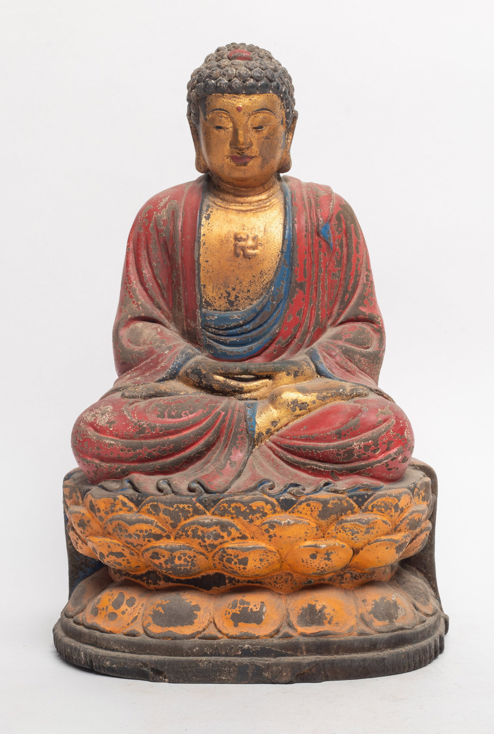 Antique Ming Chinese Painted Wood Buddha (1 of 10)