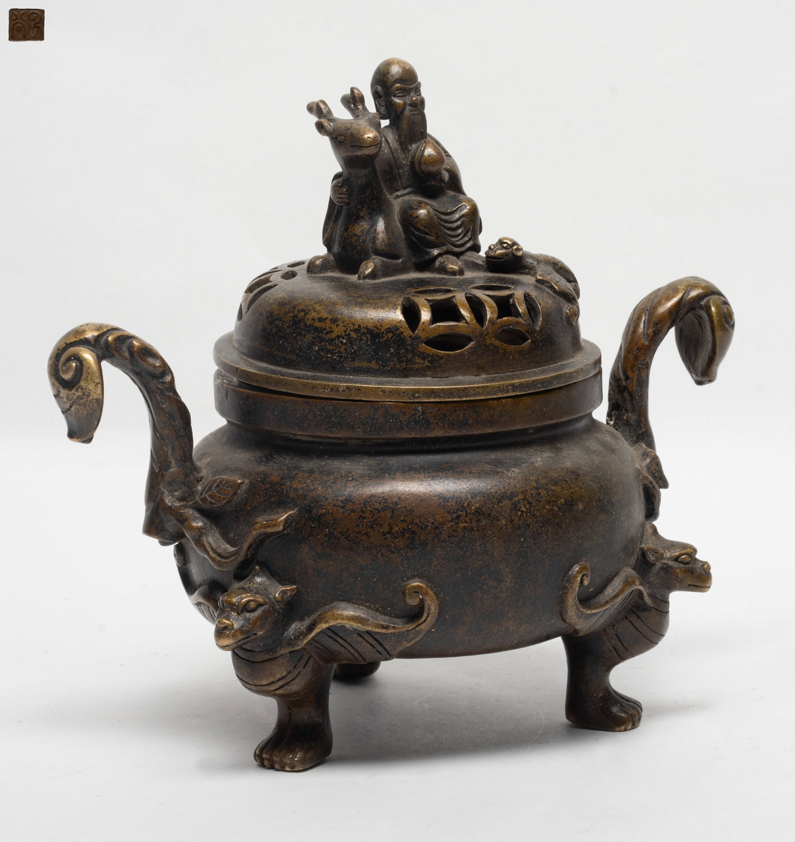 Estate Chinese Bronze Cabinet Censer (1 of 10)