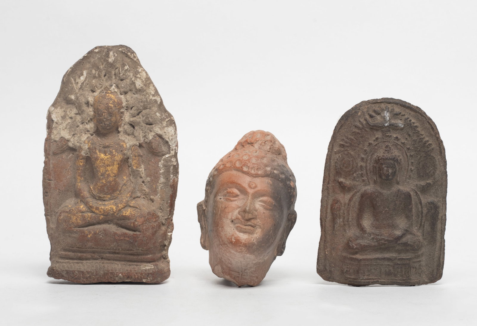 Antique Chinese/ Tibetan Clay Buddha Set (1 of 11)