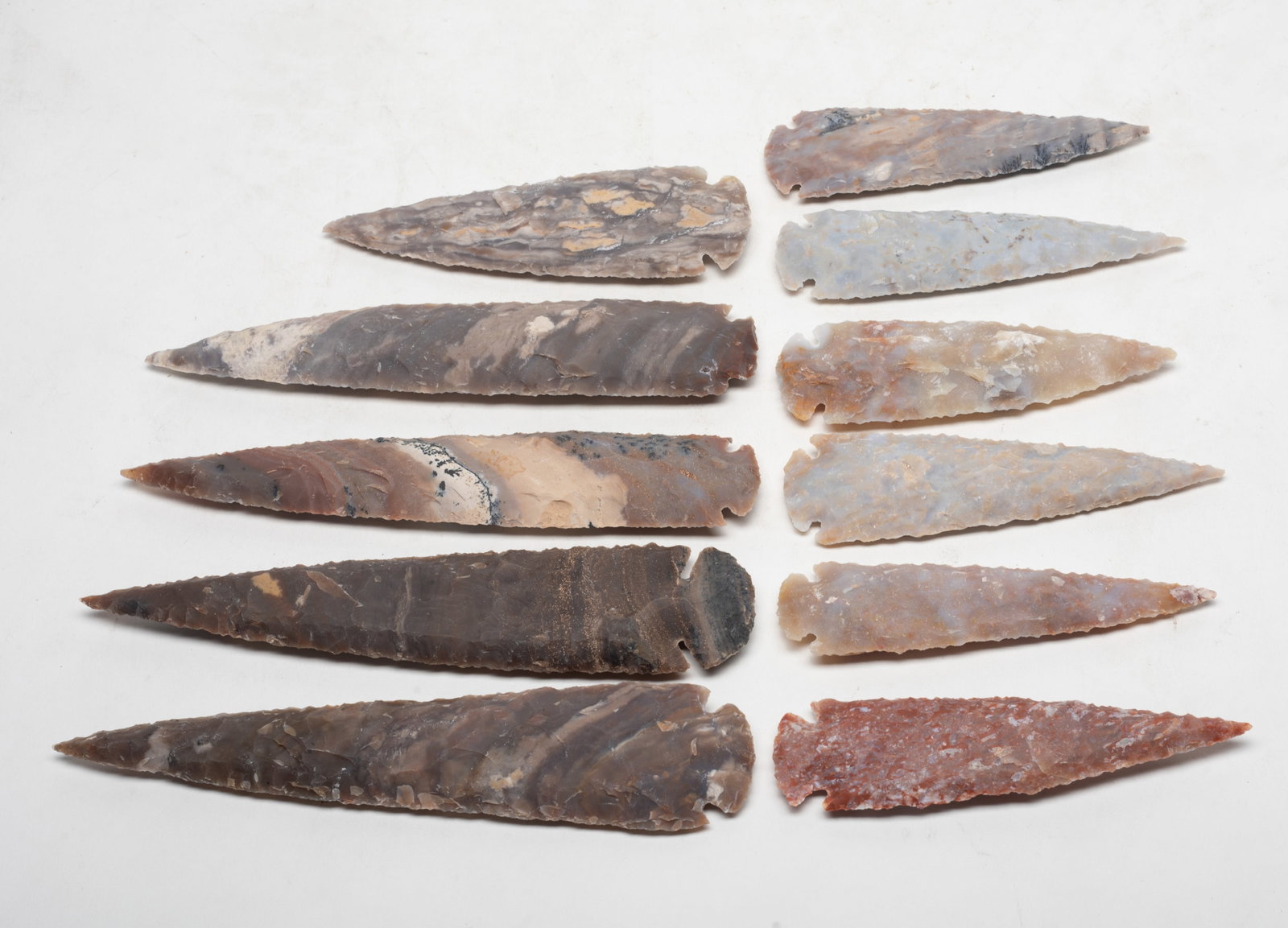 Long Native American Type Stone Points: Group of long native American type stone points. Approx. 7.8*1.8 inch (largest)