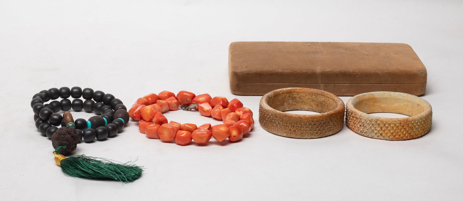 Chinese Stone Bangles, Wood Beads, Necklace (1 of 10)