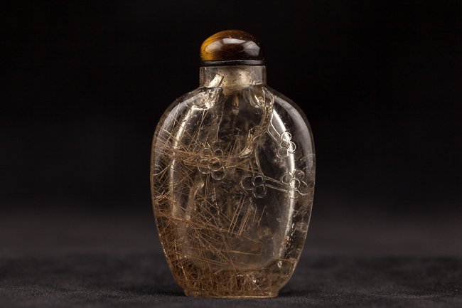 Chinese Antique Carved Hair Crystal Snuff Bottle (1 of 10)