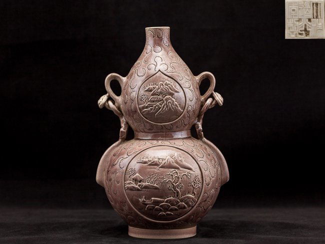 Chinese Antique Glazed Ceramic Vase In The Form Of A (1 of 10)