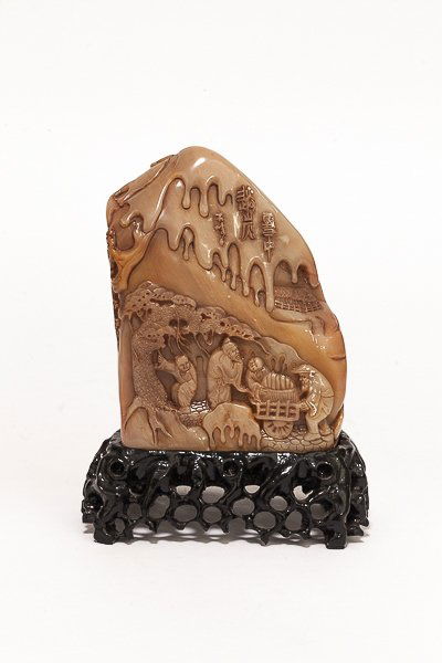 Early 20th Chinese Antique Carved ShouShan Stone (1 of 10)