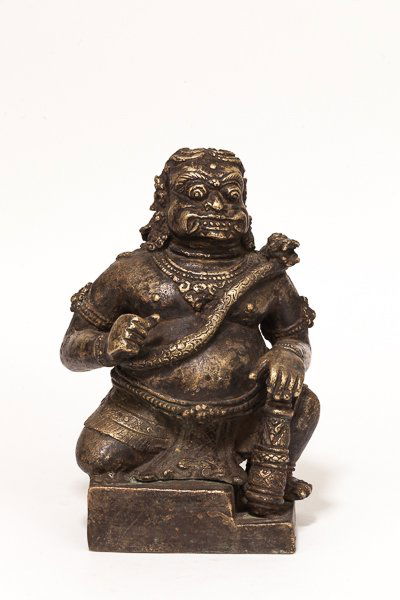 18th Late Tibetan Gilt Bronze Statue of Dharma Guardian (1 of 10)