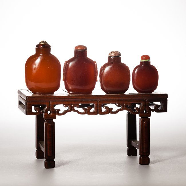 Group of 18th Chinese Antique Amber Like Glass Snuff (1 of 10)